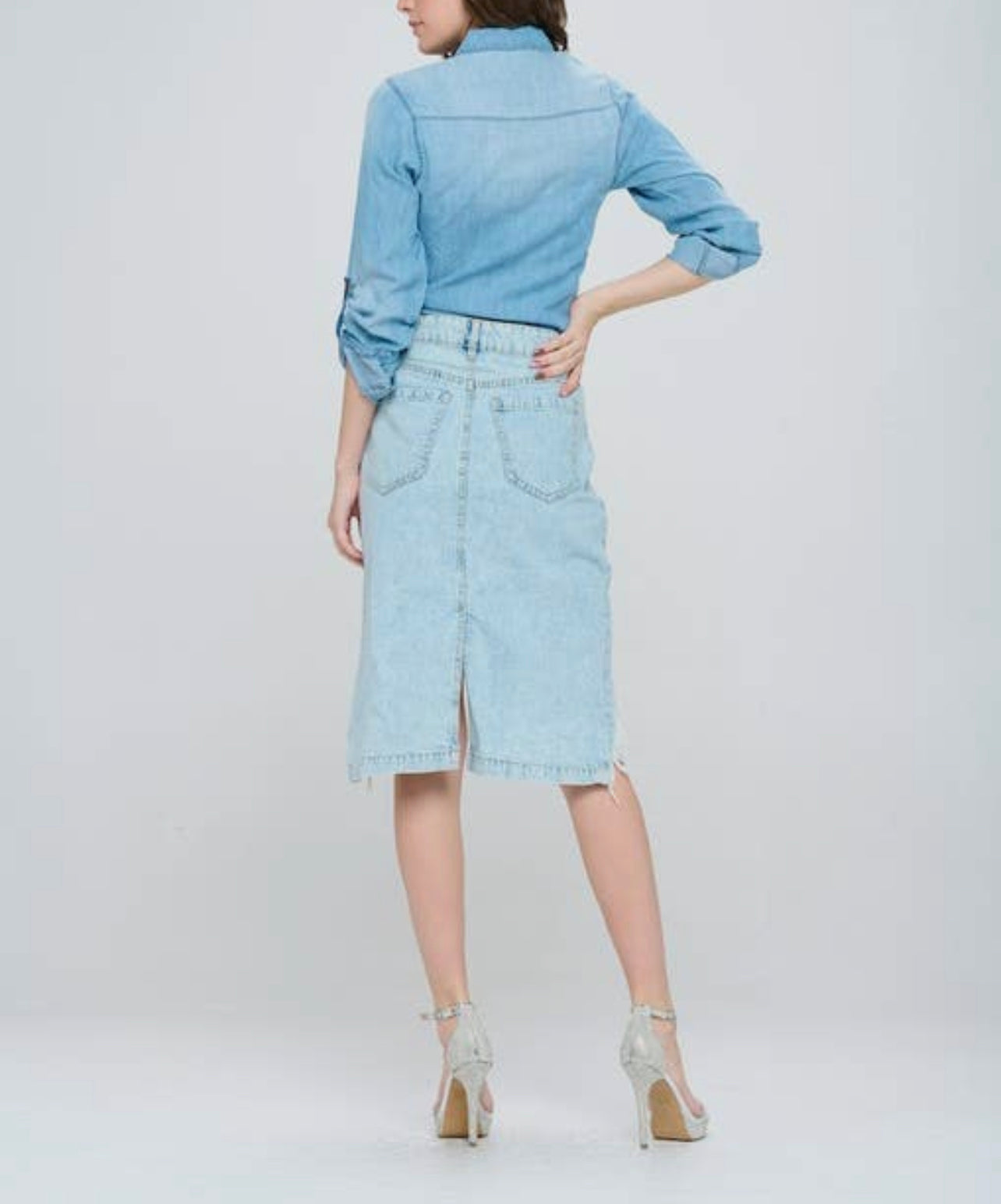 Gwen High Low Denim Skirt