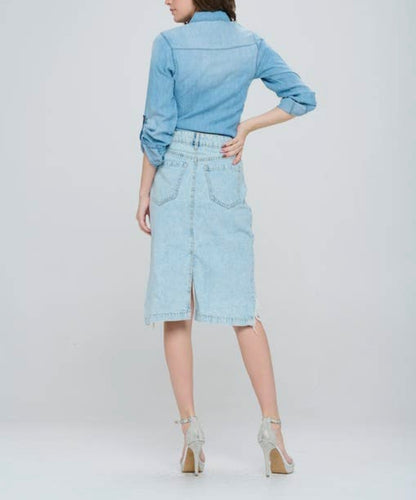 Gwen High Low Denim Skirt