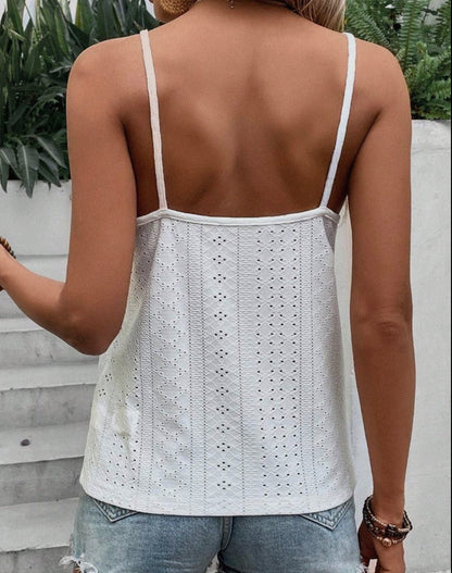 Ellie White Lace Eyelet Tank Top