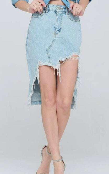 Gwen High Low Denim Skirt