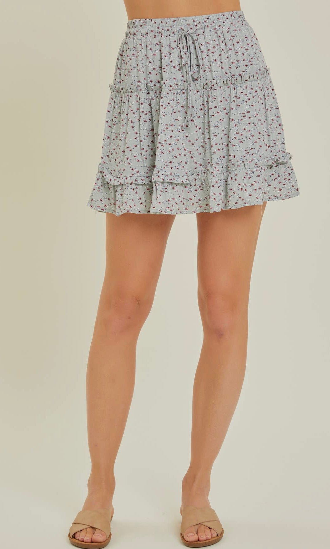 Floral Ruffle Mini Skirt